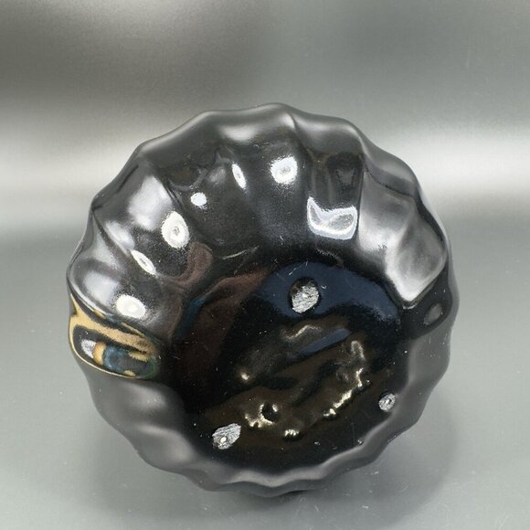 Vintage Haeger Black Paper Bag Shaped Pottery Vase Vessel Glazed Made In USA VTG - Picture 5 of 12